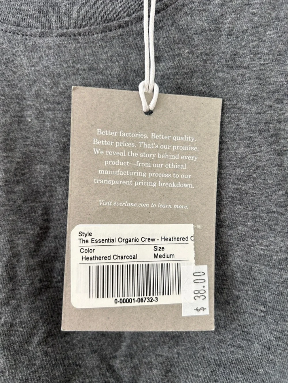 Everlane Men's Crew Neck T-Shirt - Charcoal Gray - Picture 3 of 4